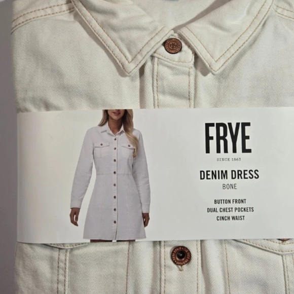 NWT Frye Bone Denim Button Front Dress - Picture 2 of 3